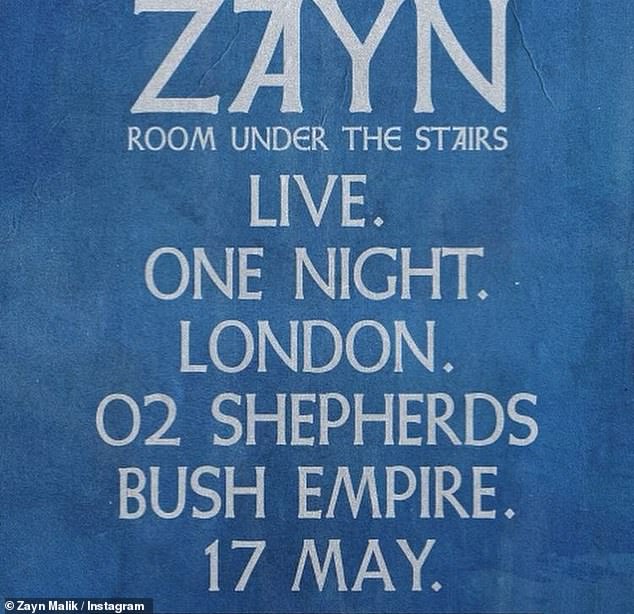 Zayn revealed the exciting news ahead of the release of his fourth album, Room Under The Stairs, which will also be released on May 17.