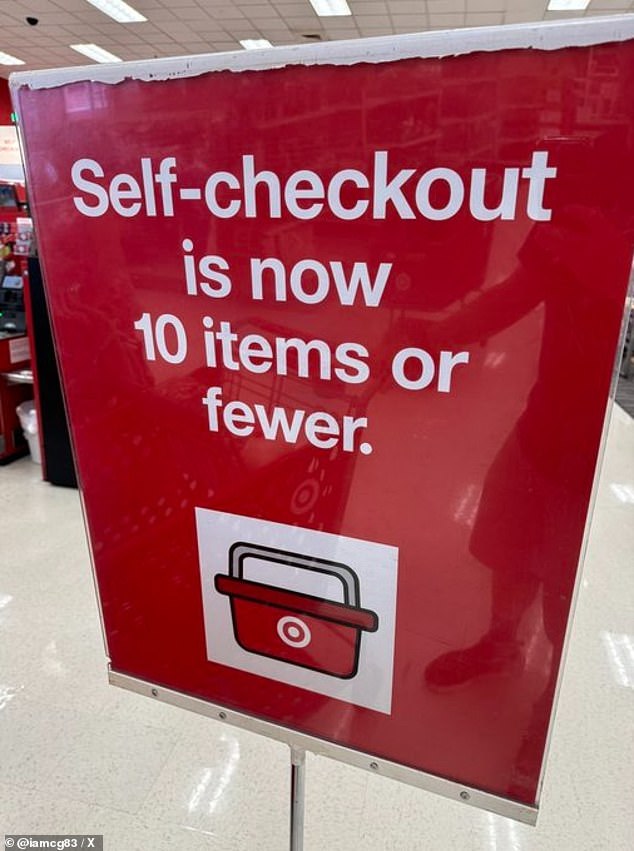 Target has moved to 'express self-checkout' at most of its 2,000 stores, meaning customers can only purchase 10 items or less.