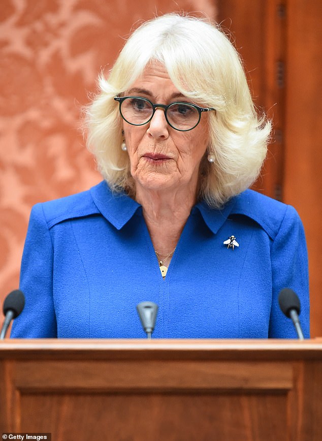 Queen Camilla (pictured today) originally launched the Wash Bags Project in 2013 after speaking to survivors of rape and sexual abuse during her visits to Sexual Assault Referral Centres.