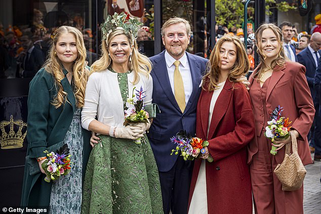 Princess Amalia, Queen Maxims, King Willem-Alexander, Princess Alexia of the Netherlands and Princess Ariane look happy on King's Day