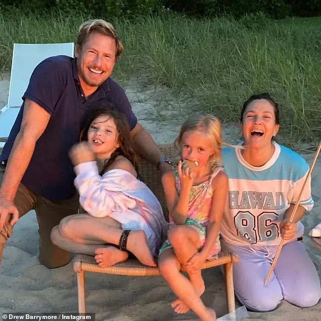 Drew shares her daughters (pictured) with ex-husband Will Kopelman, 45.