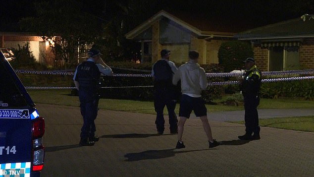 The shooting is the fourth to rock Sydney in a week (pictured, police in St Helens Park)