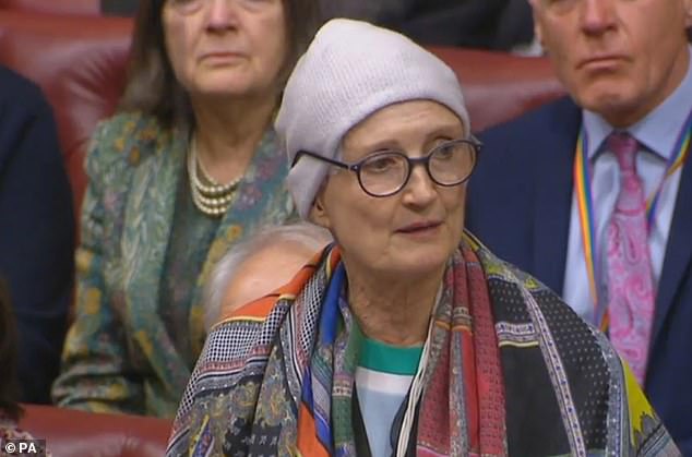 Former Labor politician Dame Tessa Jowell died in 2018 after being diagnosed with the disease.  Pictured: Tessa Jowell speaking in the House of Lords in January 2018.