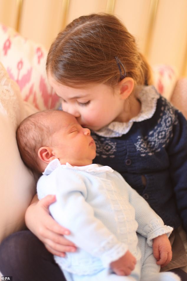 In 2018, Princess Charlotte's birthday photo included a photo with her new little brother Louis.