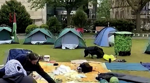 Newcastle University was the latest to attract crowds who pitched tents around university buildings.