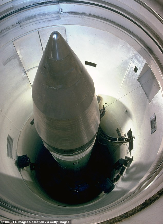 A Minuteman III ICBM in a silo at an undisclosed location in the US.