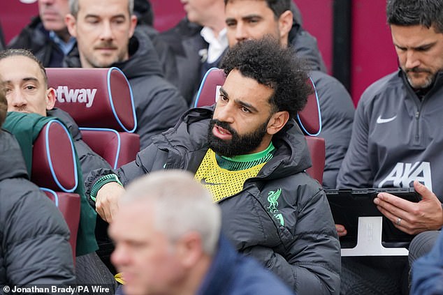Salah did not seem very happy to take a place on the Liverpool bench for the second time in the last three Premier League games.