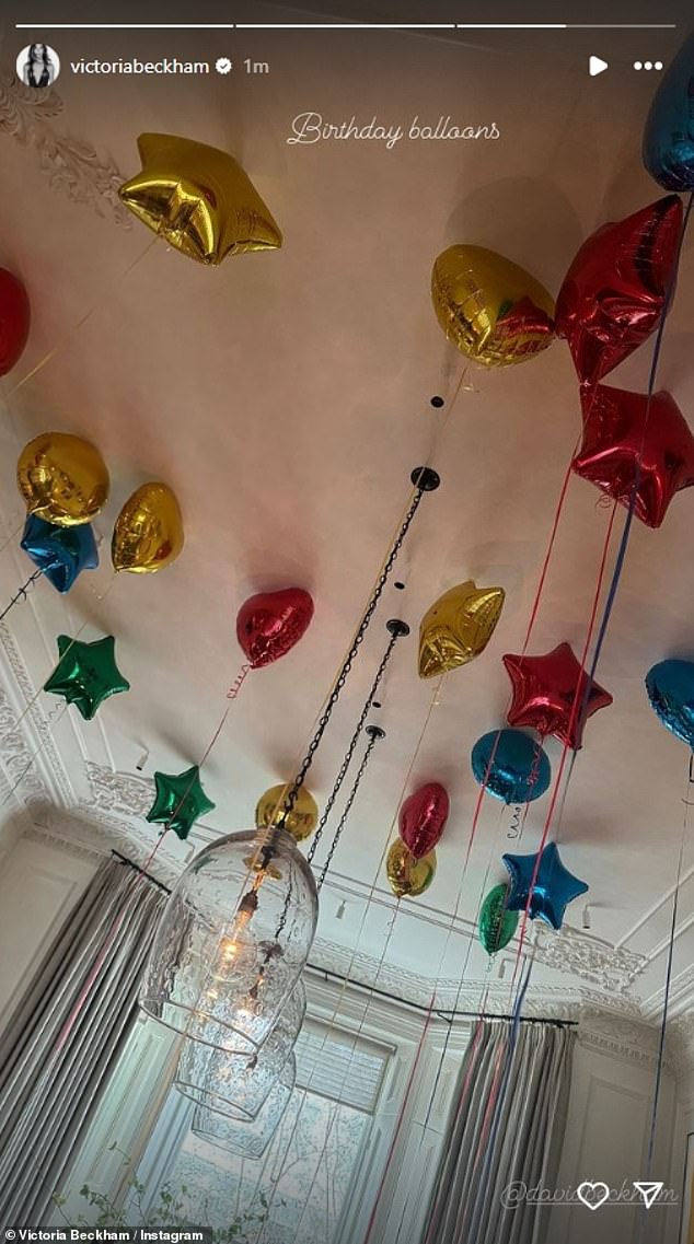 Victoria also shared a snap of some birthday balloons prepared for David's birthday on her Instagram Story.