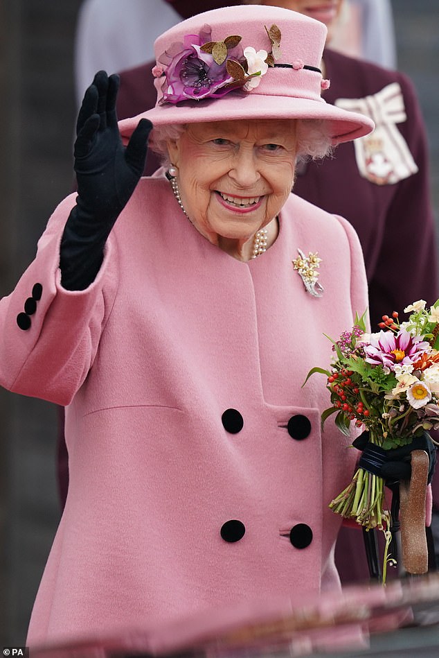 Charlotte looks like she paid a sweet tribute to her late great-grandmother, Queen Elizabeth II (pictured in 2021), as she posed next to pale pink flowers named in her honour.