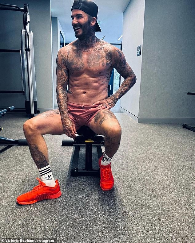 It's not the first time Victoria has shared a racy snap of her husband, as she regularly makes sure her 32.8 million Instagram devotees are aware of David's enviable physique (pictured last month).