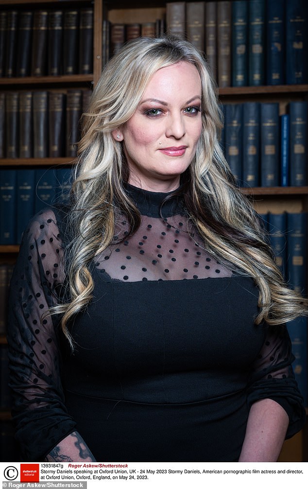 Stormy Daniels, American porn actress and film director, at Oxford Union, Oxford, England, on May 24, 202