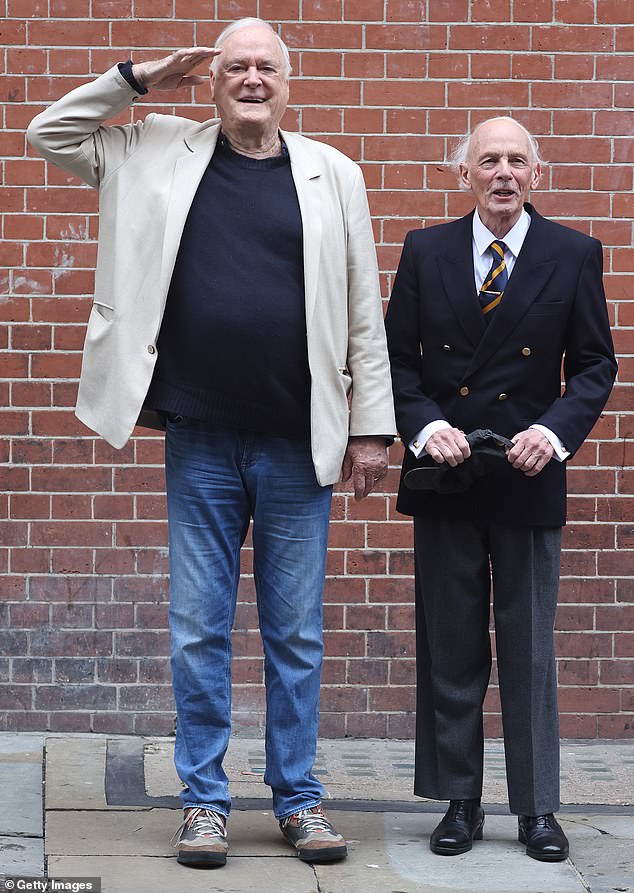 Cleese dominates Anthony, who plays the bumbling Major in the new play.  The duo opted for different outfits with Cleese opting for a more relaxed look in contrast to Anthony's formal suit.