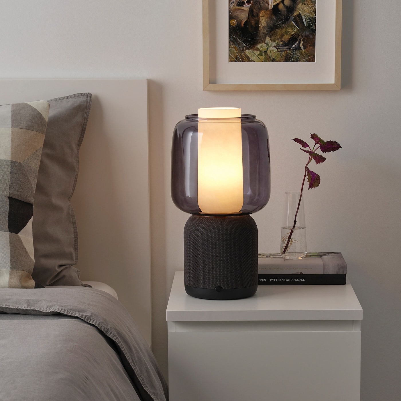 Symfonisk lamp on bedside table