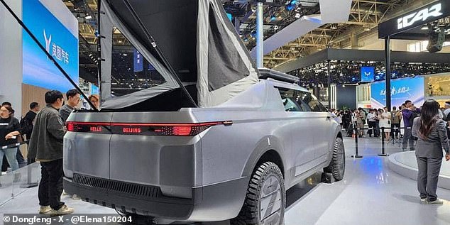 Above, a look at the 'concept' truck with a full-length rear LED that greets everyone with 'Hello, Beijing'
