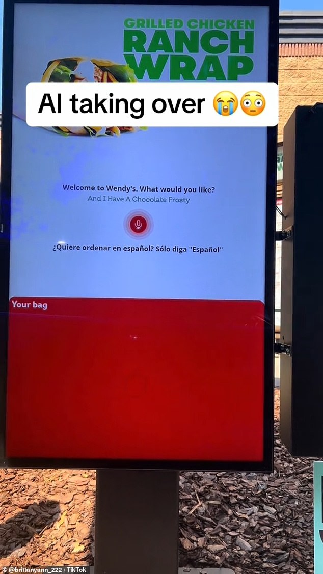 Brittany revealed in her video description that she wasn't a fan of the AI ​​employee at Wendy's she went to in Florida.
