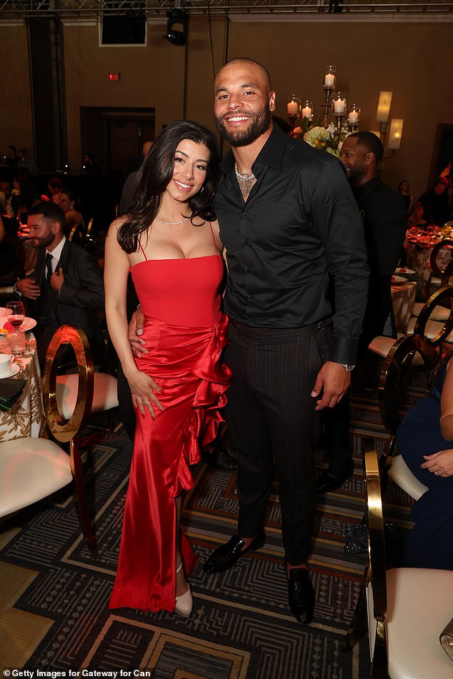 The quarterback is pictured with his current girlfriend Sarah Jane Ramos.