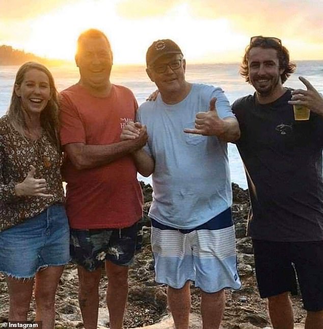 Scott Morrison (center in photo) vacationing in Hawaii as Australia burned in late 2019 during the wildfires