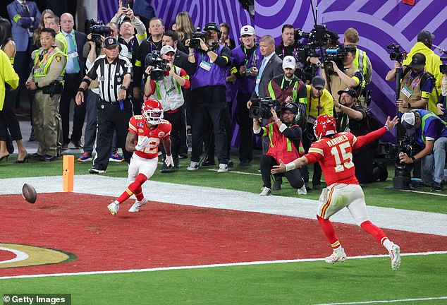 Mahomes found Hardman open in overtime to win the Super Bowl in February over the 49ers