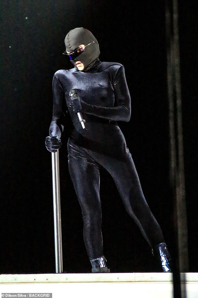 Madonna was also later seen sporting a black balaclava during Thursday's rehearsal in Rio de Janeiro, Brazil.