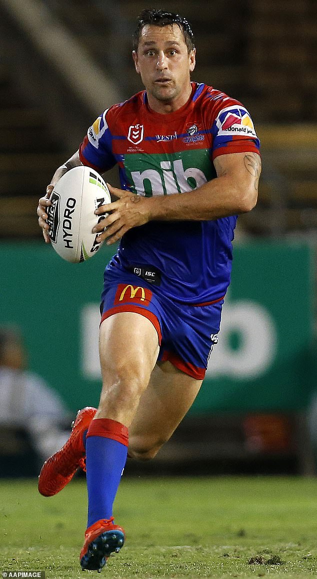Former Newcastle Knights NRL halfback Mitchell Pearce (pictured), center Bradman Best and prop Daniel Saifiti are also potentially at risk.