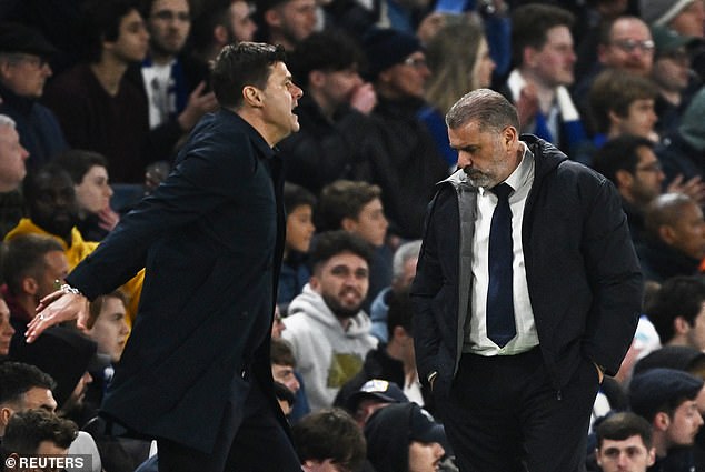 By contrast, Mauricio Pochettino (left) enjoyed a dream night out in west London on Thursday.