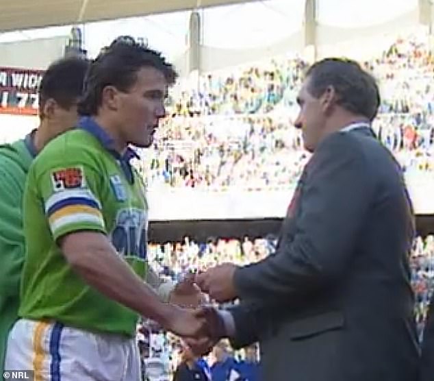 Once again Davico appears, earning his grand final medal from then New South Wales Premier John Fahey.