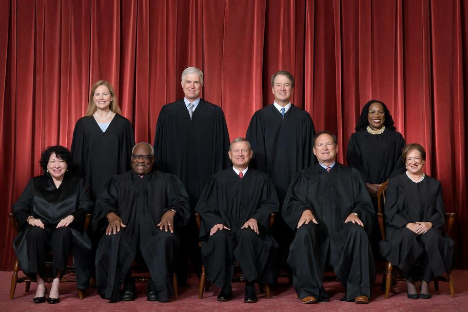 The full Supreme Court, made up of nine justices, heard oral arguments in the immunity case. 