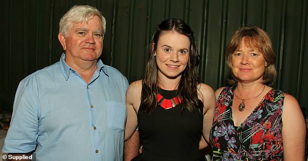 Barry and Jocelyn Calverley have three daughters, including Harriet (centre), who were privately educated and grew up on a riding estate in the Bunbury, WA hinterland.