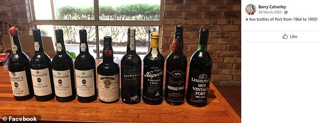 Barry Calverley put his collection of vintage wines and ports up for sale on Facebook in 2022