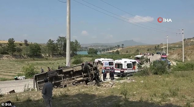 Footage from the accident scene at the popular tourist destination showed the severely damaged vehicle overturned and leaning against a utility pole, with a second tour vehicle from the same company parked at the end of the road.