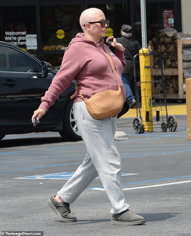 The former Baywatch actress, 52, who recently starred in the reboot of the iconic show, was seen running errands in a casual outfit of sweatpants and a hoodie.