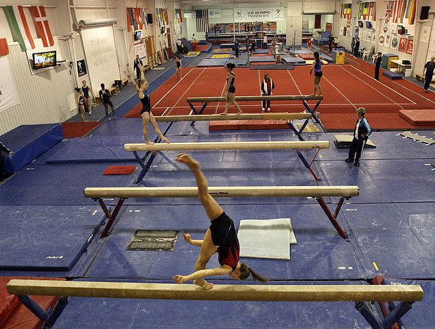 Gymnast training during a morning training session at Karolyi Ranch in 2011