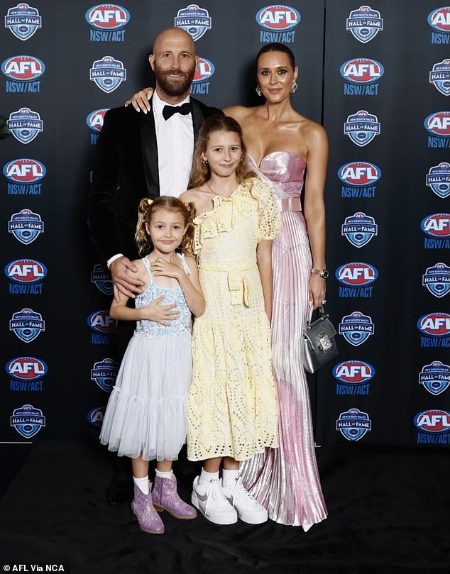Swans great Jarrad McVeigh made it a family affair with his wife and two daughters.