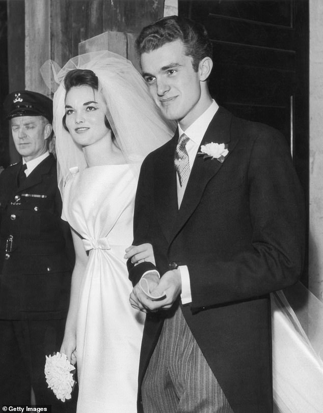 The Duchess at her wedding to Henry Robin Ian Russell, Marquess of Tavistock in 1961