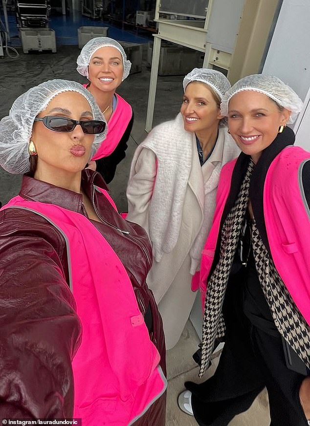 She was joined by Kate Waterhouse, model and blogger Nikki Phillips and former MasterChef Australia star Sarah Todd as they toured the groves and factories.