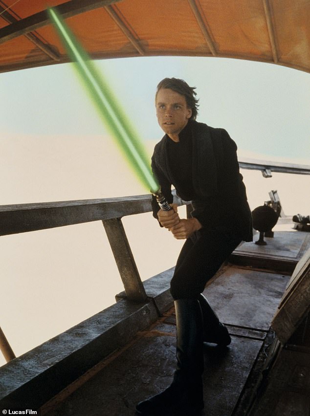 In the original Star Wars films, Luke Skywalker (pictured) had blue and green lightsabers, while his enemy Darth Vader had a red lightsaber.