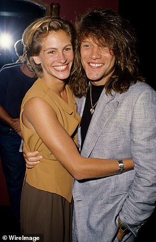 In 1990, Jon was seen flirting with Julia Roberts at the premiere of Young Guns II;  Photographers captured them smiling from ear to ear as she put her arm around him and he clung to her back tightly.