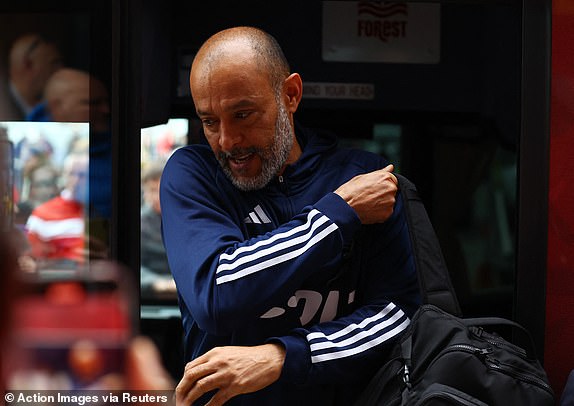 Soccer Football - Premier League - Sheffield United v Nottingham Forest - Bramall Lane, Sheffield, Britain - May 4, 2024 Nottingham Forest manager Nuno Espirito Santo arrives at the stadium before the match Action Images via Reuters/Matthew Childs NOT USED WITH UNAUTHORIZED AUDIO, VIDEO, DATA, FIXTURE LISTS, CLUB/LEAGUE LOGOS OR 'LIVE' SERVICES.  ONLINE IN-GAME USE LIMITED TO 45 IMAGES, NO VIDEO EMULATION.  NOT USED IN BETTING, GAMES OR SINGLE CLUB/LEAGUE/PLAYER PUBLICATIONS.