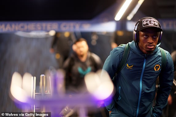 MANCHESTER, ENGLAND - MAY 4: Toti Gomes of Wolverhampton Wanderers arrives at the stadium before the Premier League match between Manchester City and Wolverhampton Wanderers at the Etihad Stadium on May 4, 2024 in Manchester, England.  (Photo by Jack Thomas - WWFC/Wolves via Getty Images)