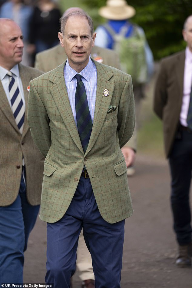 Prince Edward looked dapper in a tweed jacket as he attended the event.