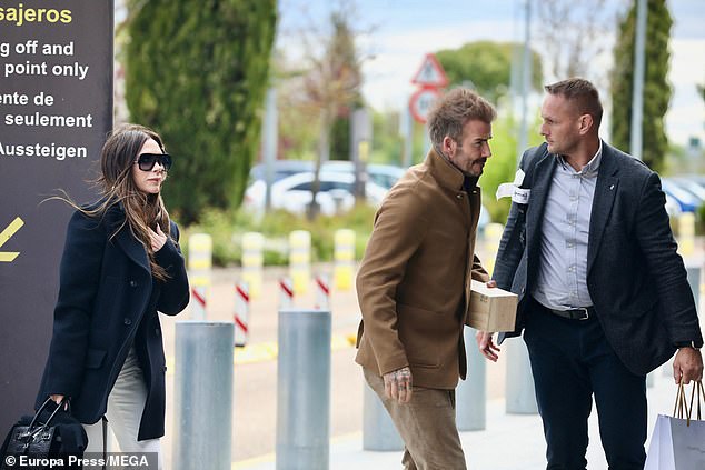 The four were seen boarding a private jet as they made a quick trip to the Valladolid region of Spain to visit a local winery.