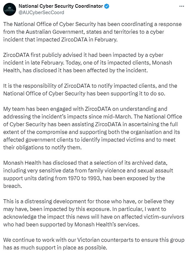 The federal government is working with ZircoDATA and organizations affected by the hack to determine who is affected.