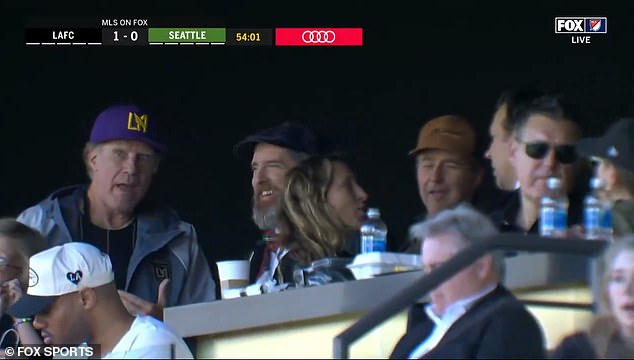 Ferrell spoke with Ted Lesso actors, Brendan Hunt and Jason Sudeikis, at the first match of LAFC 2024