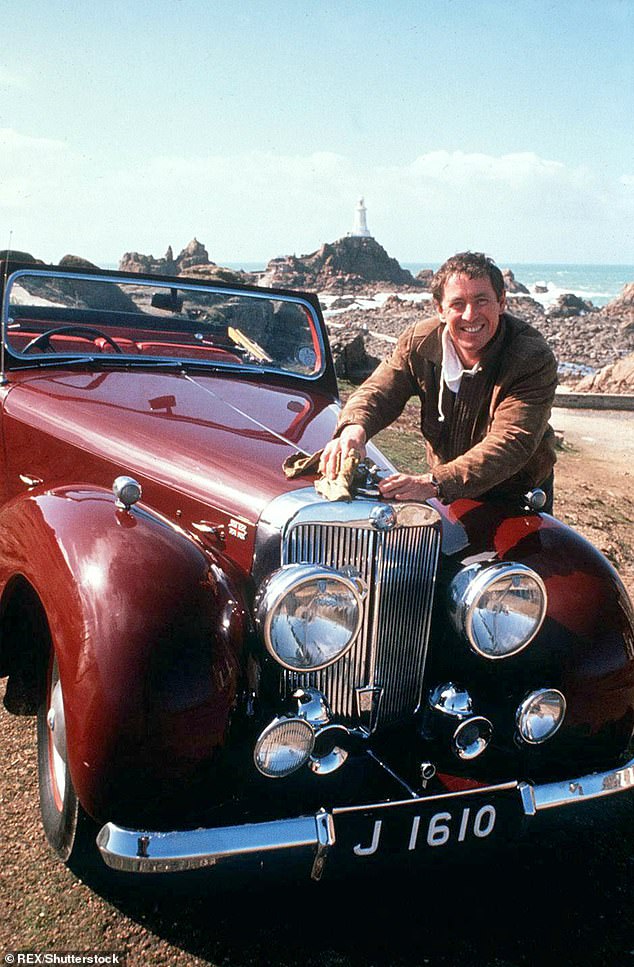 John Nettles photographed with his Triumph Roadster in 1988