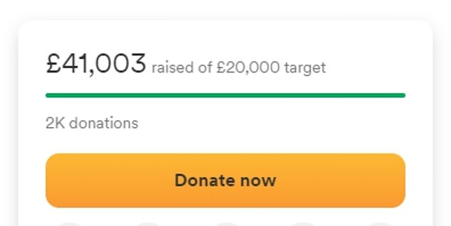 It comes as the fundraising page, set up by Lomas's son Joshua, has reached £41,000.