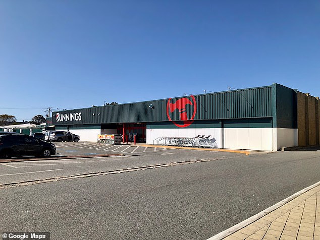 More than 30 police vehicles were called to the Bunnings car park (pictured) on High Street in Willetton, south of Perth, around 10pm on Saturday following reports of a stabbing.