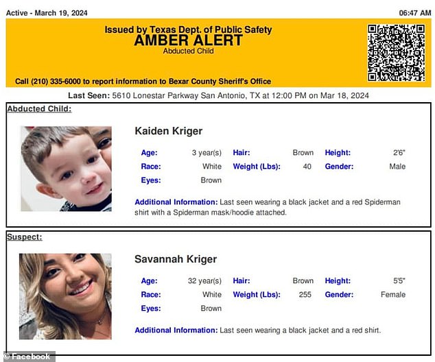 One day before the bodies were discovered, an Amber Alert was issued for three-year-old Kaiden. In that alert, Kriger was identified as his alleged kidnapper.