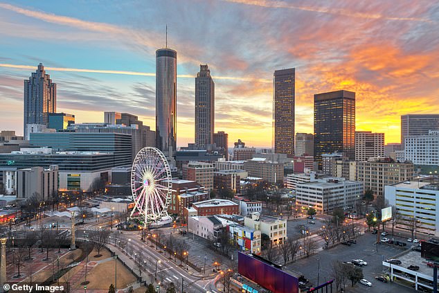 About 56.7 percent of all available homes in April were located in southern states, according to a new report from Realtor.com. New listings in Atlanta (pictured) are up 27.4 percent from last year