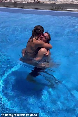 There are pictures of the couple working out together in a pool in Dubai on their Instagram.