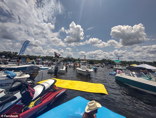 The lake, about 40 miles from Daytona, celebrates 'Chaos on Lake George' each year, where dozens of boats and hundreds of people gather to celebrate.